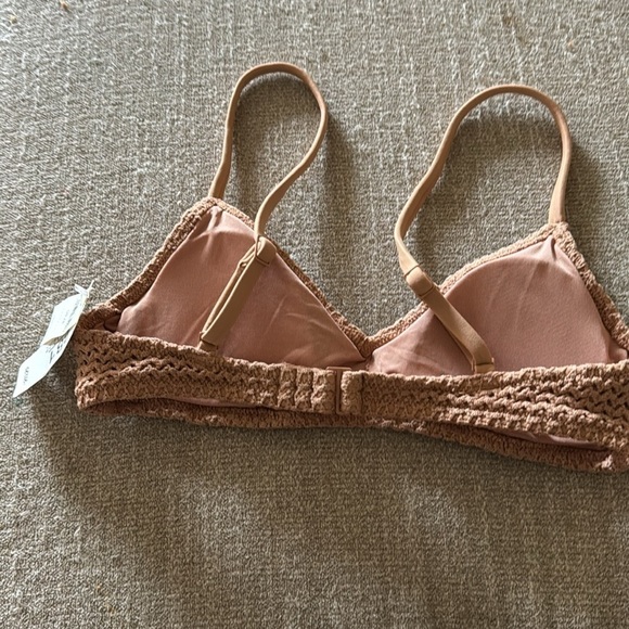 Aerie Tan Textured Knit Scoop Bikini Top XS - Picture 3 of 3